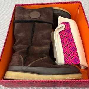 Tory Burch Suede Shearling Boots